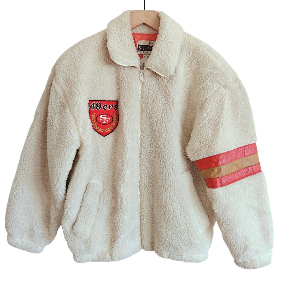 Vintage 90s Spirit by Cliff Engle Sherpa San Francisco 49ers Full Zip Jacket S